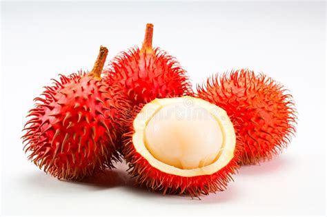 Rambutan Dulce Deliciosa Fruta Aislado En El Espacio De Fondo Blanco