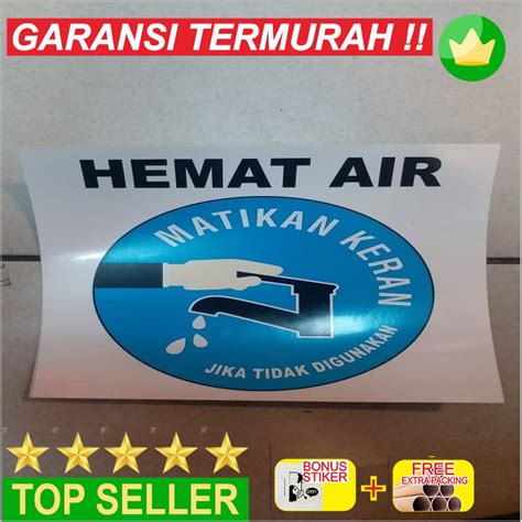 Jual Terlaris SIGN LABEL STICKER HEMAT AIR MATIKAN KERAN 15X15CM RAMBU