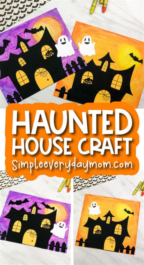 Oil Pastel Haunted House Craft For Kids (Free Template)