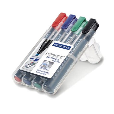 Staedtler Lumocolor Permanent Markers 4 Set Chisel Tip Stationery