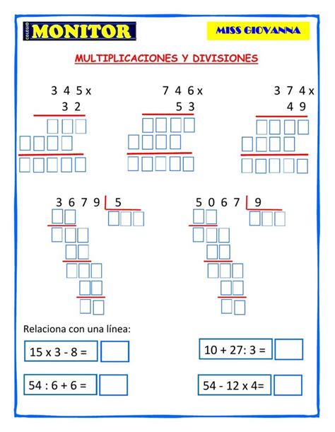 Multiplicaciones Y Divisiones Interactive Worksheet For Tercer Grado