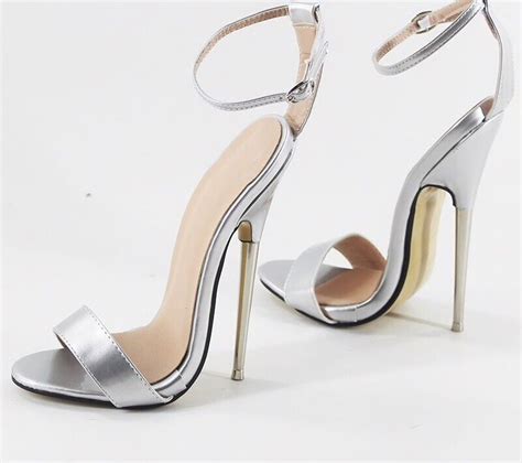 Metal High Heel Stiletto Barely There Sandals Sexy Patent Fetish 7 18cm Uk3 13 Ebay