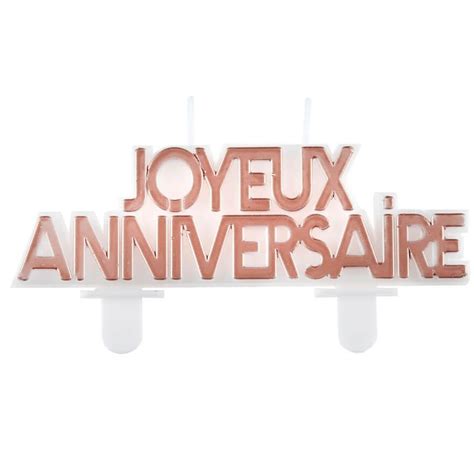 Bougie rose gold Joyeux Anniversaire pour gâteau REF 7979