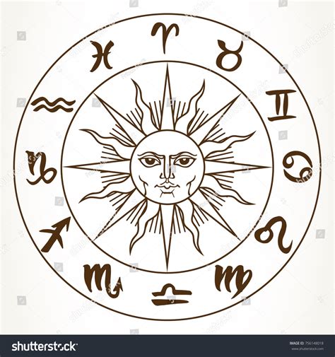 Collection Hand Drawn Zodiac Signs Circle Stock Illustration 756148018