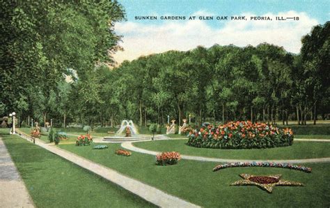 Vintage Postcard S View Of Sunken Gardens At Glen Oak Park Peoria