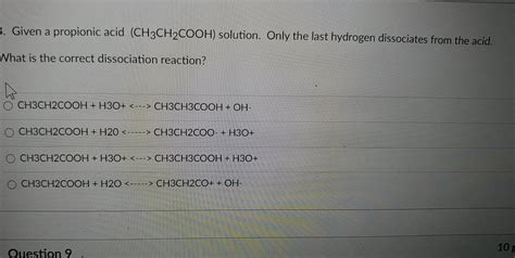 Solved 3 Given A Propionic Acid CH3CH2COOH Solution Only Chegg