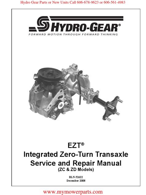 Ezt Zc And Zd Models Hydro Gear Service And Repair Manual Pdf Axle