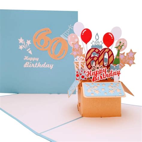 3d 60th Birthday Card Etsy