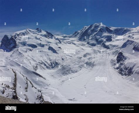 Gorner Glacier Gornergletscher Seen From Gorner Ridge Gornergrat In