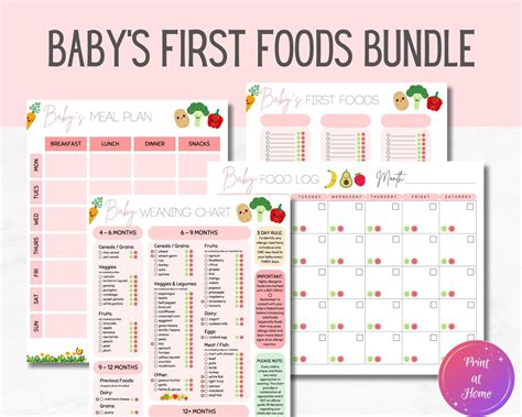 Baby Food Tracker Printable Food Diary Bundle Baby Led Weaning Babys