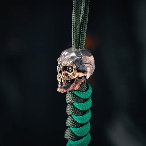 Gorgeous Skull Paracord Lanyard Bead With Gemmussite For Etsy