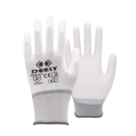 Gauge White Polyester White Pu Coated Glove Pu Coated Glove And Pu