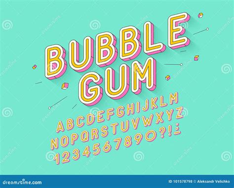 Vector Retro Bubble Gum Bold Font Design Alphabet Typeface Ty Stock