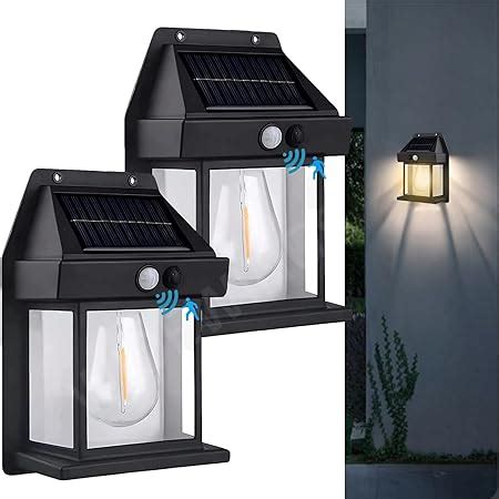 WIDEWINGS Solar Wall Lights Outdoor 2 Pcs Wireless Dusk To Dawn Porch