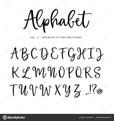 Hand Drawn Vector Alphabet Font Isolated Letters Punctuation Written