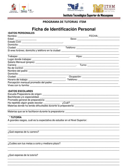 Ficha De Identificaci N Personal C Mo Completarla Correctamente