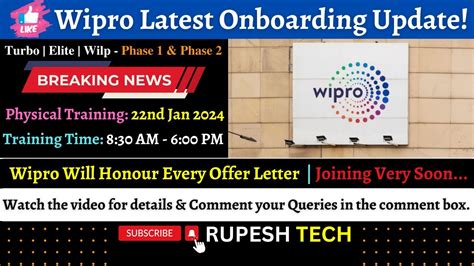 Wipro Onboarding Update Physical Training 22nd Jan 2024 Turbo