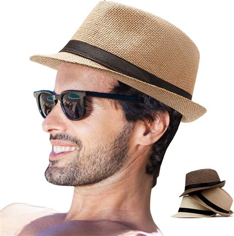 Ladybro Fedora Hat Mens Fedora Hats For Men Trilby Hat Straw Sun Hat