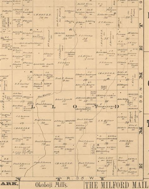 Lloyd Iowa 1883 Old Town Map Custom Print Dickinson Co Old Maps