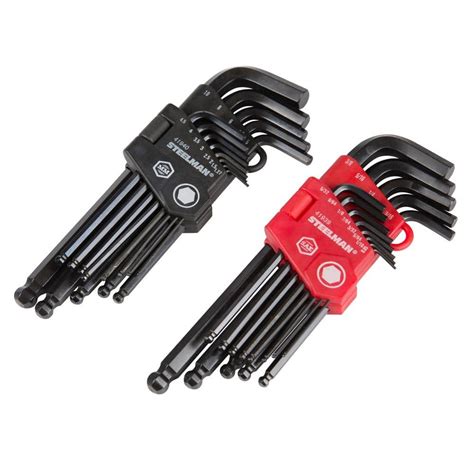 STEELMAN SAE Metric Long Arm Ball End Hex Key Wrench Set 26 Piece