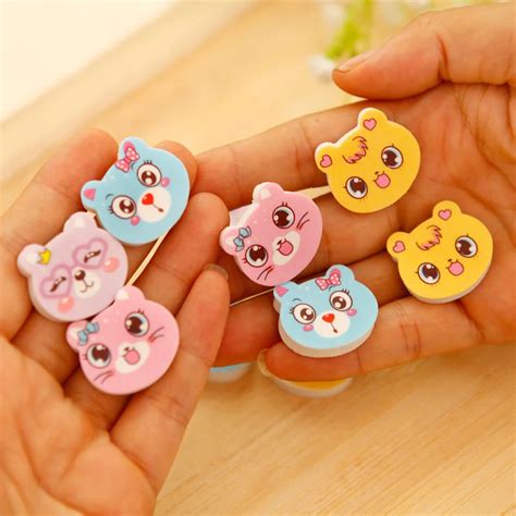 4pcsset Mini Cute Cartoon Cat Eraser Rubber Eraser School Supplies In