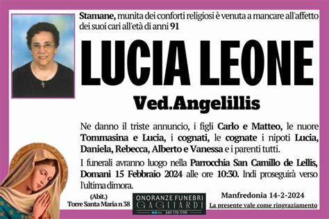 Funerali E Annunci Funebri A Manfredonia Lucia Leone Funer