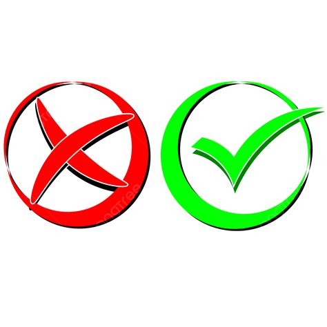 Green Check Mark And Red Cross Vector Icon Green Check Marks Red