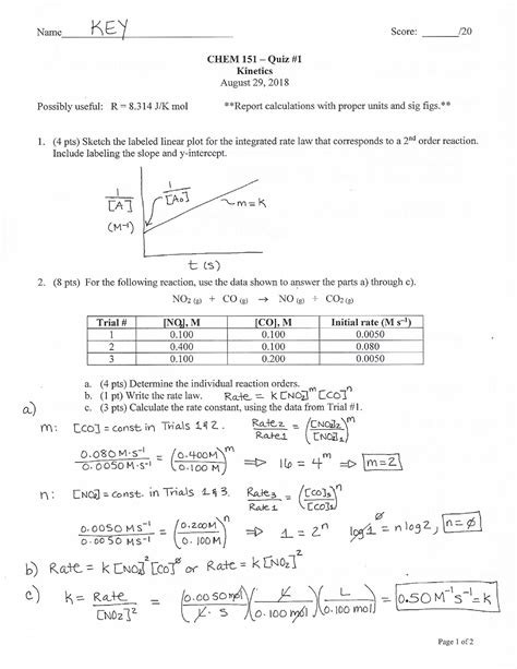 CHEM 151 Fall 2018 Quiz 1 Key CHEM 151 Studocu