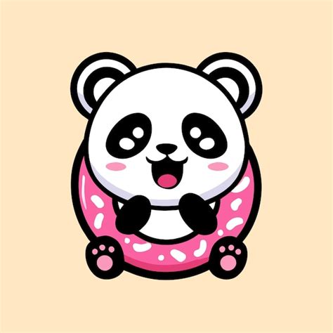 Premium Vector Cute Panda Bear Hand Drawn Flat Stylish Mascot Cartoon