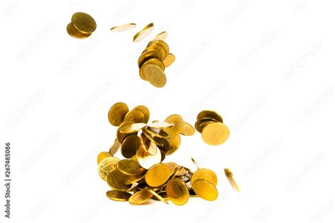 Movement Of Falling Gold Coin Flying Coin Rain Money Isolated On