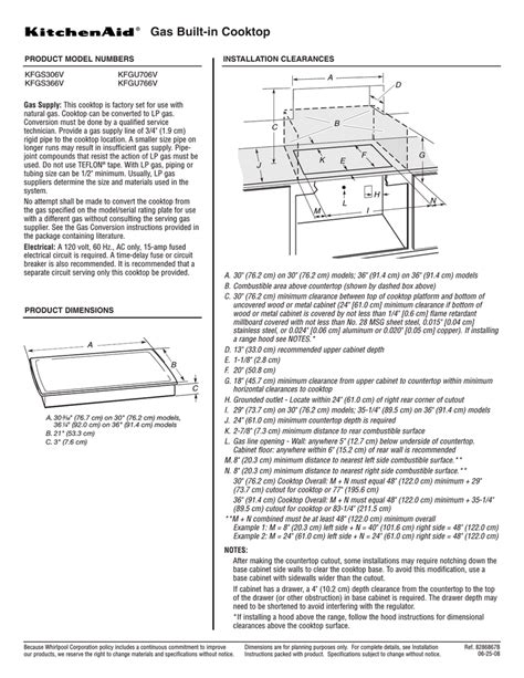 kitchenaid gas cooktop installation instructions