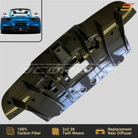 Scopione Carbon Fiber Rear Bumper Diffuser For Ferrari 488 Gtb And Spider