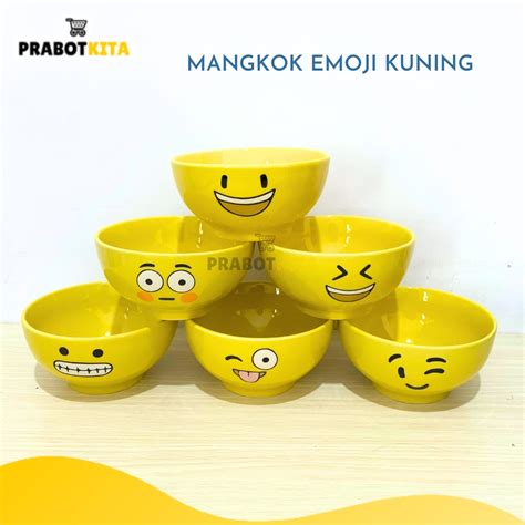 Jual Mangkok Keramik Gambar Emoji Kuning Mangkuk Alat Makan Sup Sayur