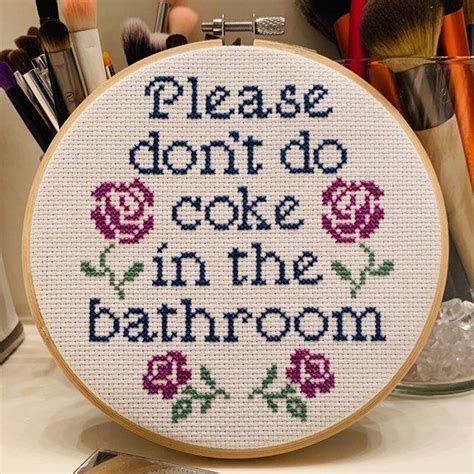 Please Dont Do Coke In The Bathroom Cross Stitch Pattern Four Flower