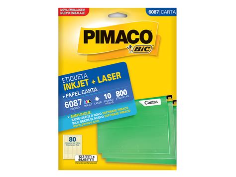 ETIQUETA JET LAS CARTA PIMACO 80PF 10F 6087 12 7X44 45MM