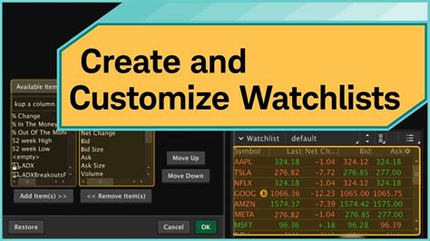 Create And Customize Watchlists On Thinkorswim® Desktop Youtube