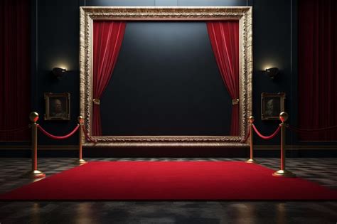 Premium AI Image Poster Frame In Front Of A Red Carpet And Metal