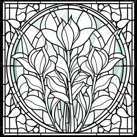 Stained Glass Flower Coloring Page Stock Photo At Vecteezy