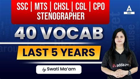 Last 5 Years Vocabulary For SSC MTS CHSL CGL CPO STENOGRAPHER YouTube