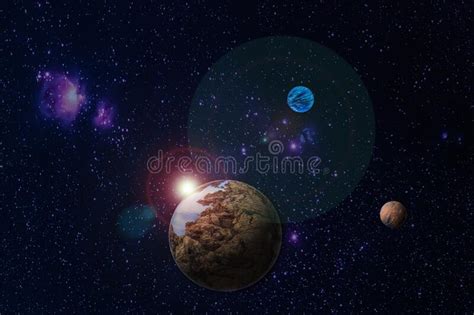 Space View Of Fictional Planets Abstract Stock Illustration