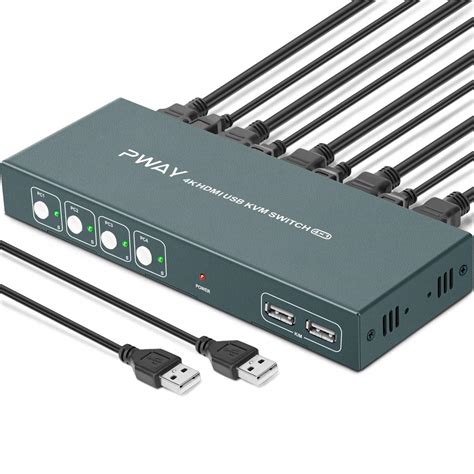 KVM Switch HDMI 4 Port Box, UHD 4K@30Hz & 3D & 1080P Supported ...