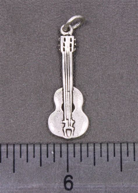 Vintage Sterling Silver Acoustic Guitar Charm Penda Gem