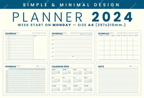 Premium Vector 2024 Planner Template Simple And Minimal Design Start