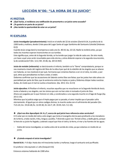 MEAC Lección N06 LA HORA DE SU Juicio LECCIÓN N06 LA HORA DE