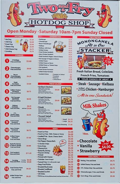 Menu At Two And A Fry Restaurant Monongahela