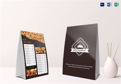 Restaurant Table Tent Menu Design Template In Psd Word Publisher