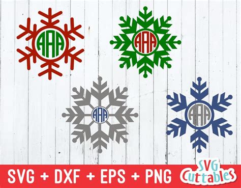 Snowflake Svg Snowflake Monogram Svg Dxf Eps Png Etsy