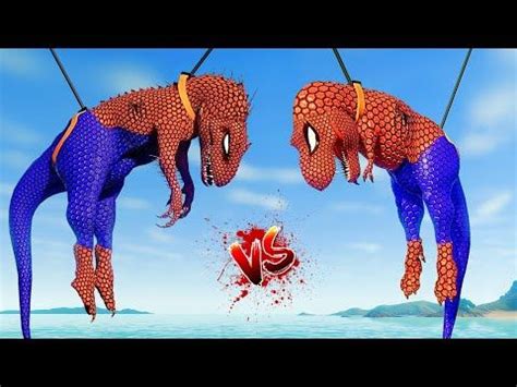 Spider Man T Rex Vs Spider Man Indominus Rex Vs Blue Shark Vs