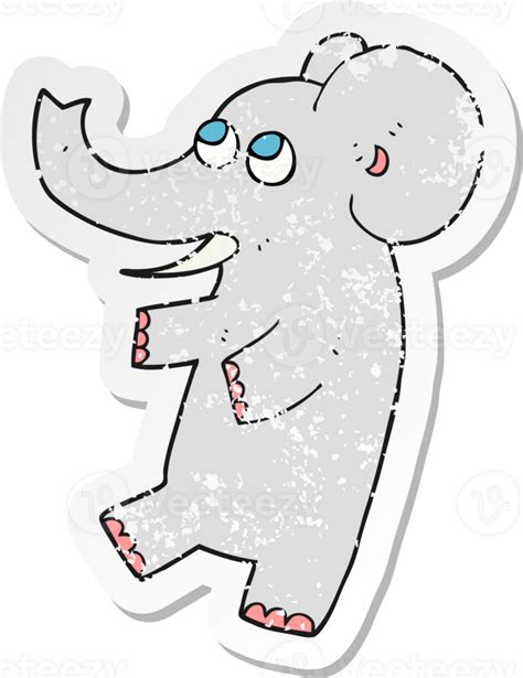 Pegatina Retro Angustiada De Un Lindo Elefante De Dibujos Animados 45025041 Png