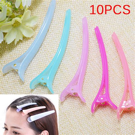 10X Mixed Color Plastic Single Prong Alligator Teeth Hair Clips Bow DIY